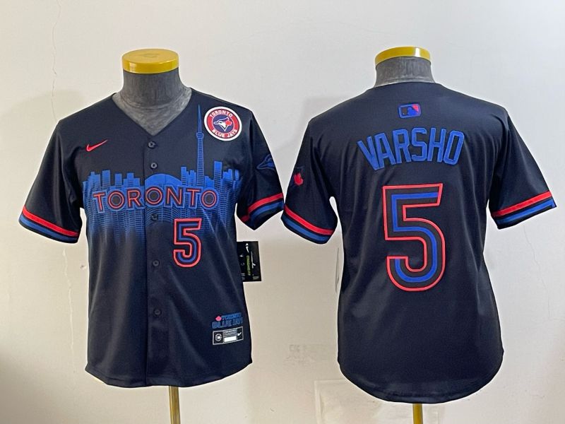 Youth 2025 Nike Toronto Blue Jays #5 Varsho Blue Game MLB Jersey 011